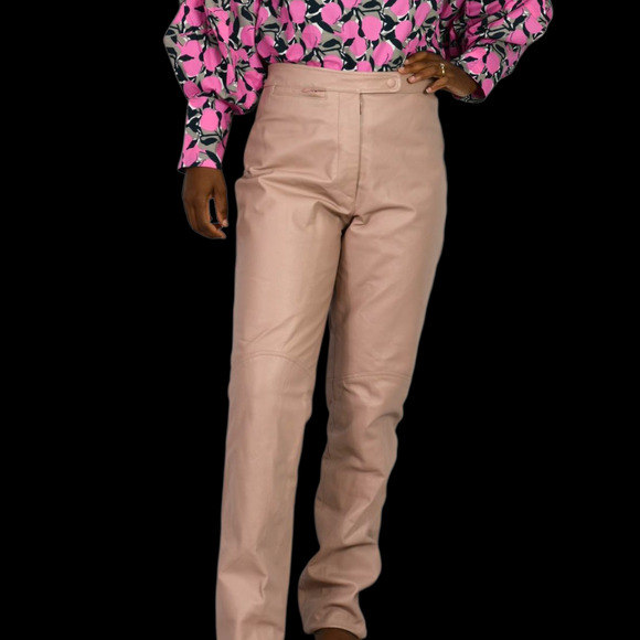 Vintage Wilsons Maxima Leather Pants Pink Blush Straight High Waist Deadstock 6 - Picture 15 of 16